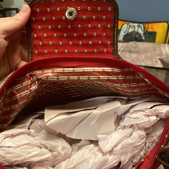 Brighton Red and Brown Heart Accent Tote - Picture 4 of 4